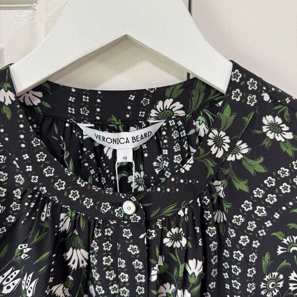 VERONICA BEARD Ashlynn Daisy Floral Stretch Silk Crepe Top Blouse Size 10 NWT - Picture 6 of 12